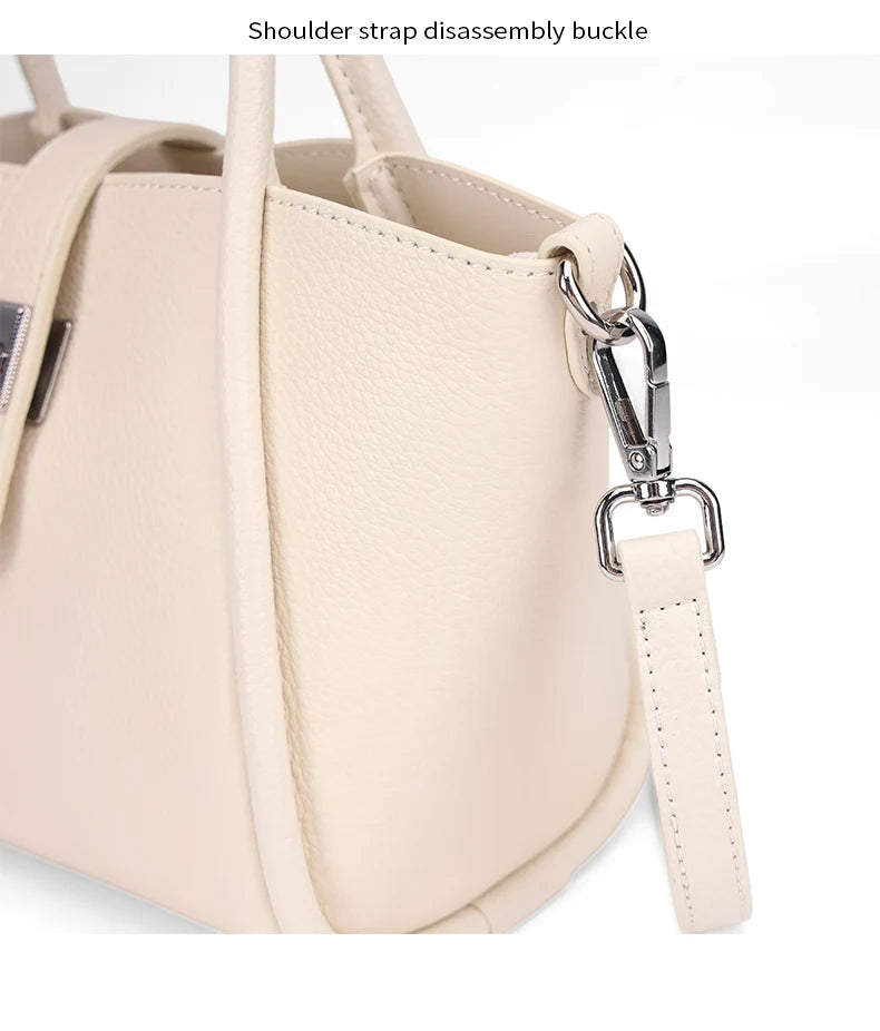 Genuine Leather Mini Tote Bag for Women Fashion Cowhide Shoulder Bag Patchwork Commute Handbag Luxury Designer Crossbody Bag