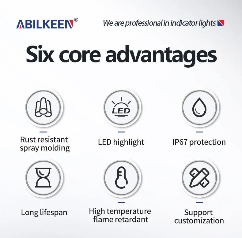 ABILKEEN 20PCS 6MM Mini Industrial Signal Indicator Light 3-6V 12-24V 110V 220V  IP65 Waterproof Metal Pilot Light