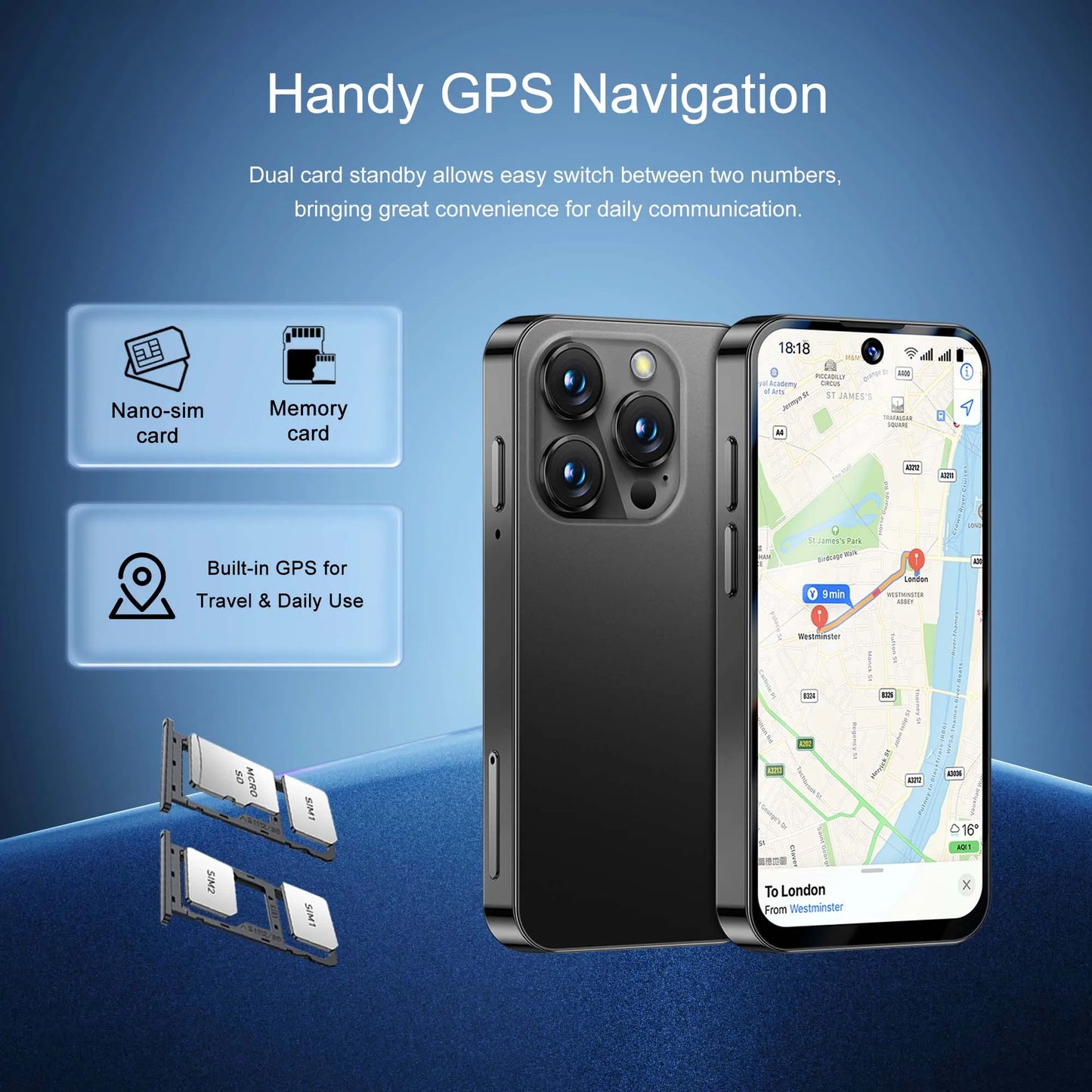 SERVO 19E MAX 3.88" Unlocked Mini Android Phone 3G 2GB+16GB Dual SIM Face Unlock GPS WiFi Hotspot Play Store Pocket Smartphone