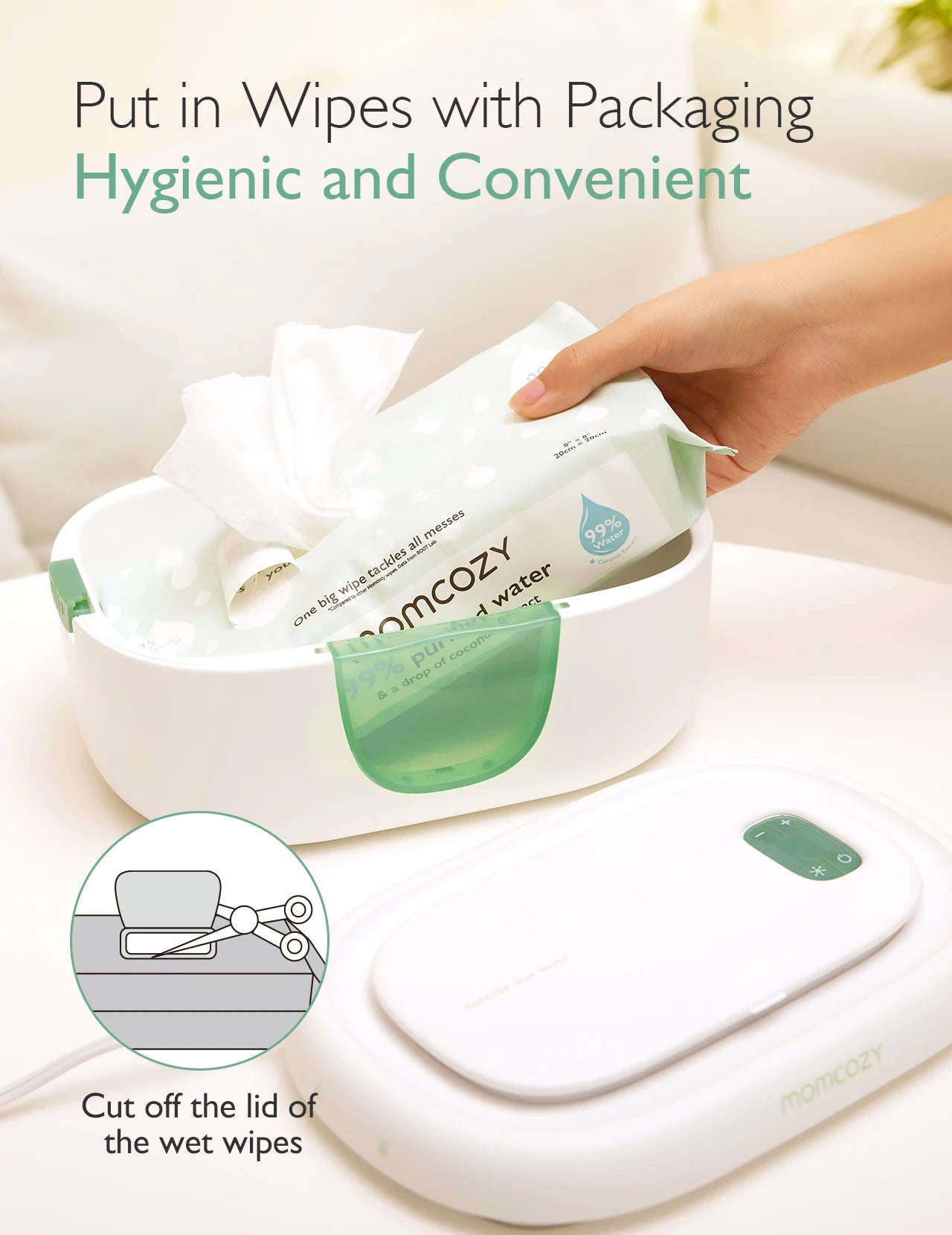 Momcozy Baby Wipe Warmer, Large Capacity, Fast and Even Heating, 4 Modes of Temperature Heating Control, with Night Light