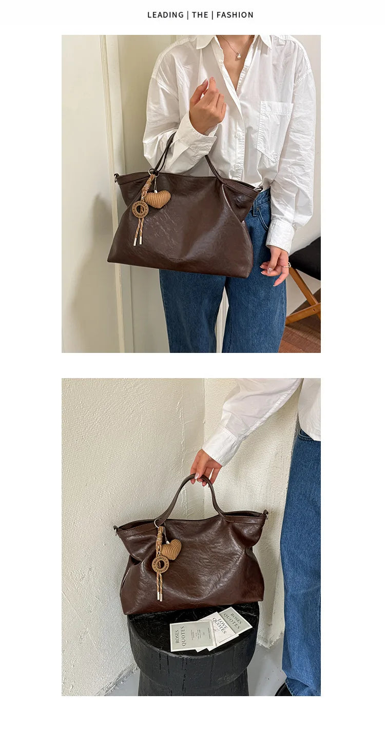 Casual Women Handbags Big Capacity Luxury Design PU Leather Female Shoulder Crossbody Bag Commuting Office Totes Ladies Hand Bag