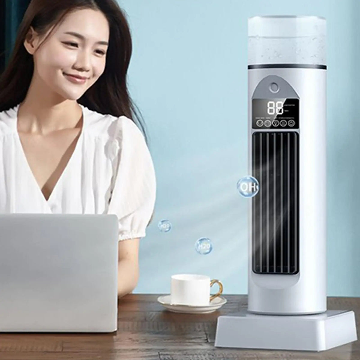 USB Leafless Spray Fan Blow Cold Air Space Cooler Bladeles Cooling Fans Quiet Cool Bladeless Gadgets With Timer & Remote