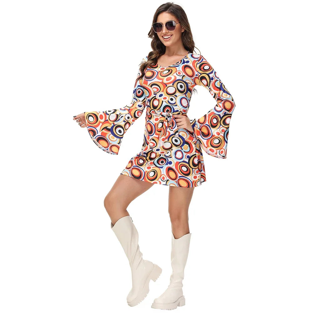 Halloween Party Disco Adult Couples Hippie Costumes Women Male 70s 80s Rock Disco Cosplay Outfits Dance Fantasia Costume