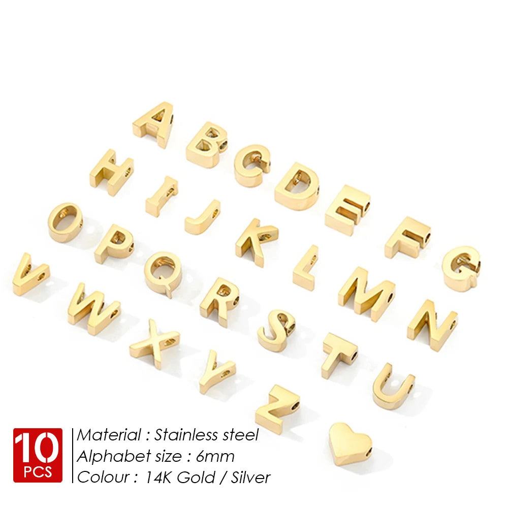 EManco 10PCS Minimalist Style Stainless Steel 26-Letter Pendant for Custom Name Jewelry Commute Social Casual Fashion Accessory