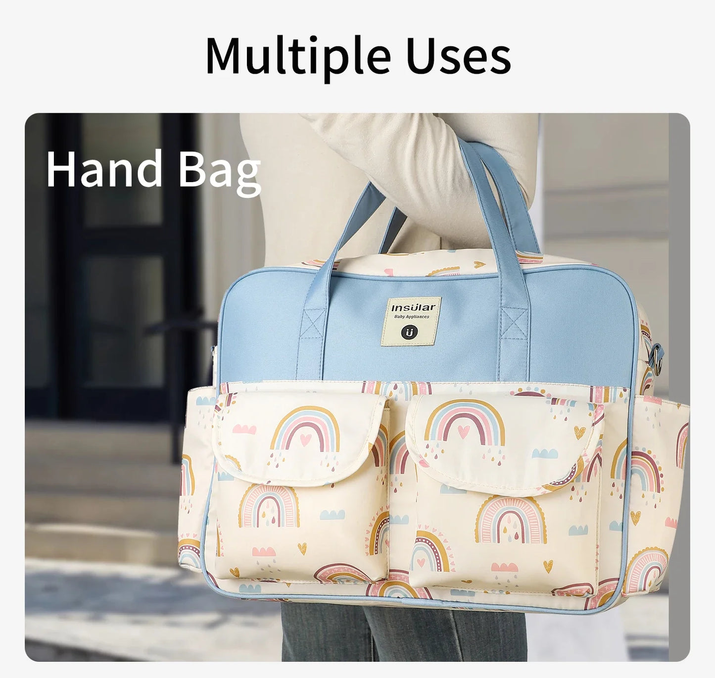 OutdoorsCartoon Waterproof Tote Fashion Mommy Bags Oxford Fabric Travel Women Handbag Shoulder Bag Large Capacity Diaper Bag