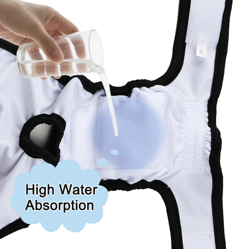 3pcs Female Dog Diapers Washable Reusable Puppy Nappies Physiological Pants Adjustable Pet Sanitary Panties Short for Girl Dogs