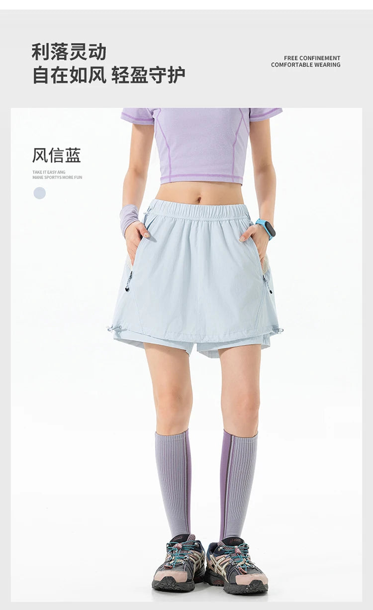 Outdoor Sport Skirts Shorts Women Summer Streetwear Hiking Lightweight Quick Dry Loose Casual Cargo Shorts Skirts
