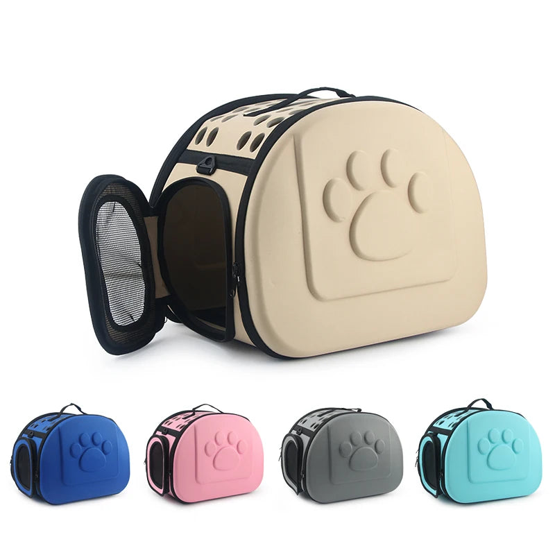 Foldable Portable Pet Carriers Bag EVA Multihole Breathable Dog Cat Carrier Bags Outdoor Travel Pets Cats Handbag Safety Zippers
