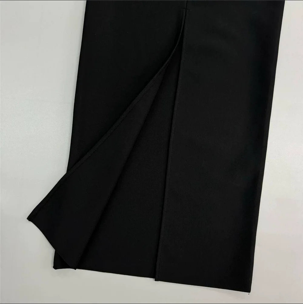 2025 New Spring Women Sexy Strapless Big Crystal Bodycon Long Bandage Dress Celebrate Evening Party Fashion Cocktail Dress