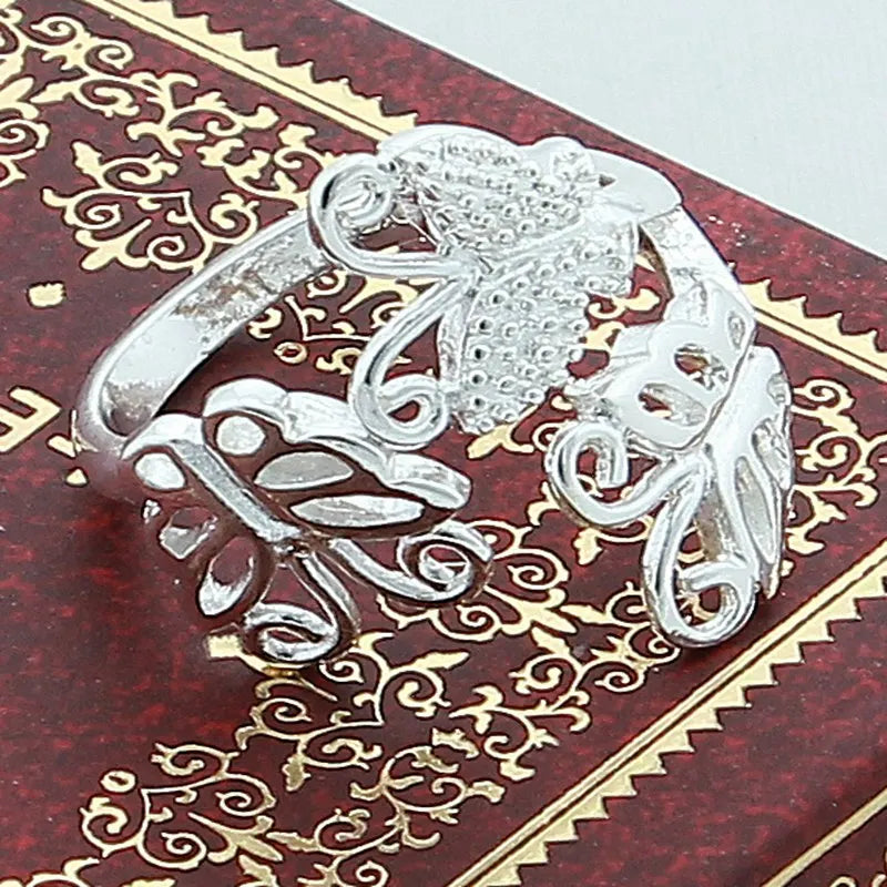 925 Sterling Silver Butterflies Open Wedding Ring For Women Fashion Jewelry Charm Grace Engagement Accessories