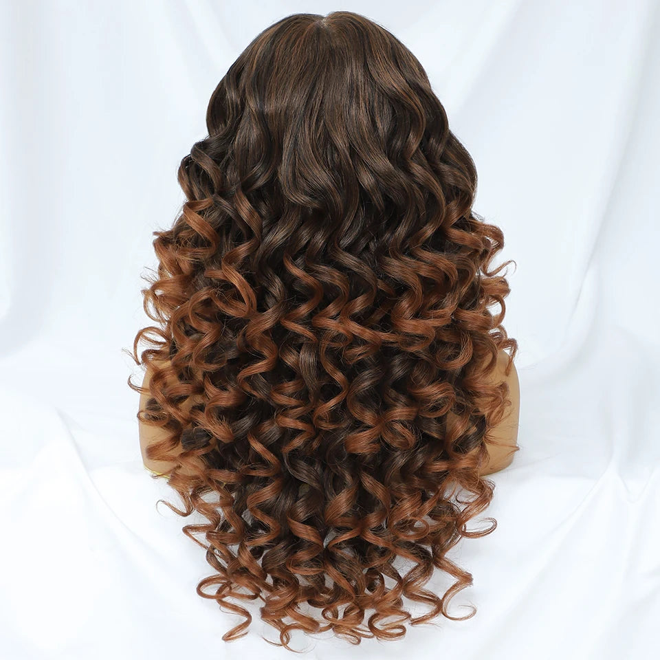 Lace Frontal Wigs 13X6 Synthetic Curly Lace Frontal Wigs With Bangs For Afro Women Pink Blonde Women Wigs With Baby Hair Latisha