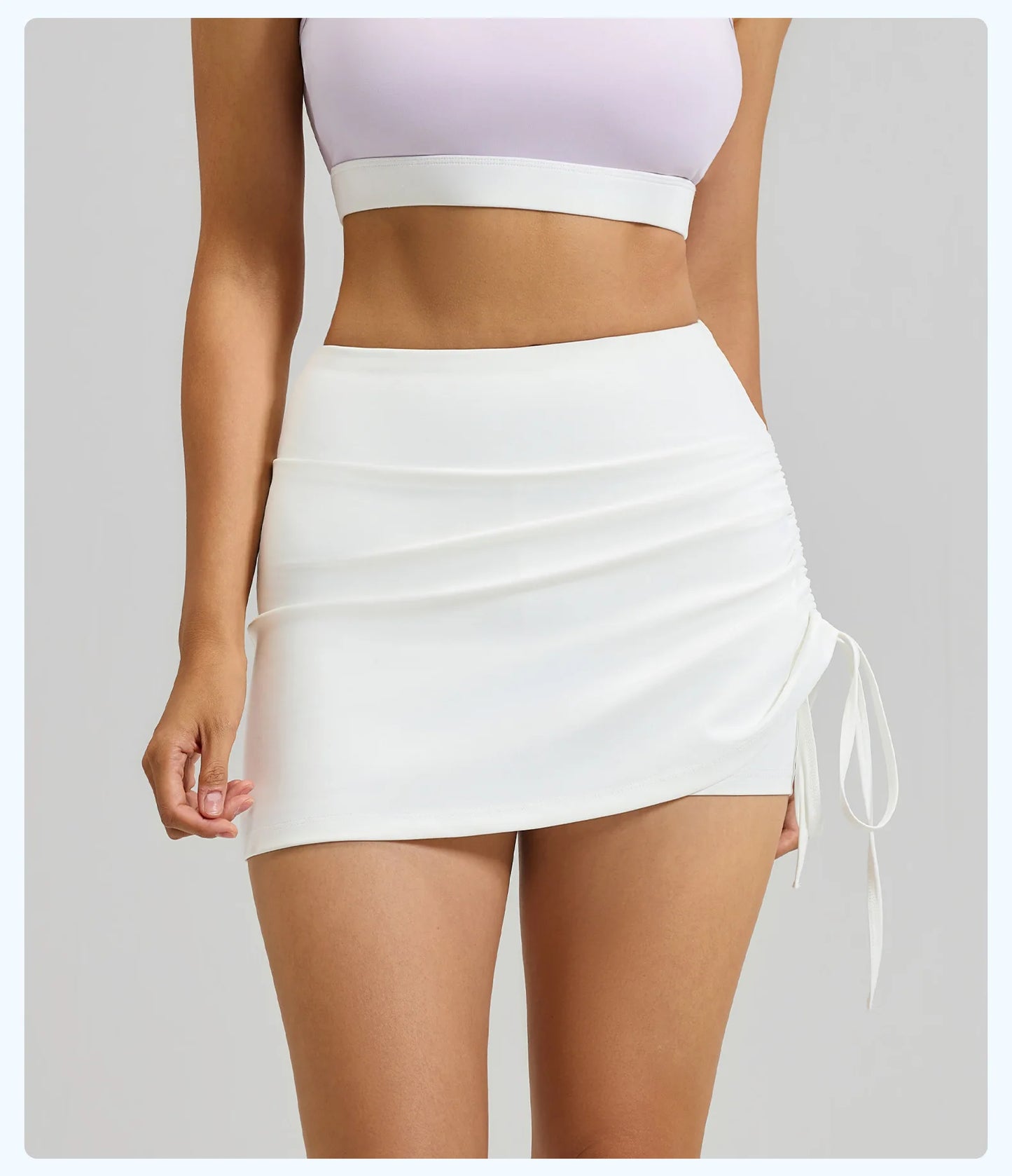 Fitfemme Women's Sports Skirt with Inner Shorts - Ruched Side and Drawstring - Perfect for Workout 2025 New