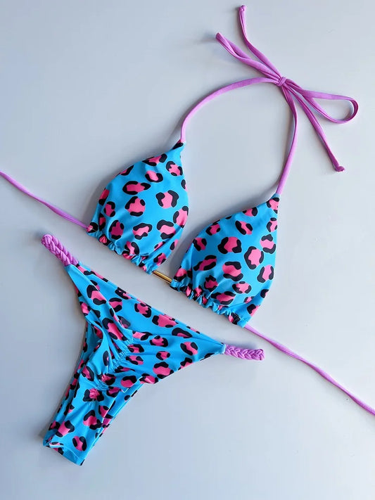 RUOTONGSEPT Sexy Swimsuit Women Braided rope Micro Bikinis 2026 New Swimsuit Leopard Print Brazilian Biquinis Beach Bathing Suit