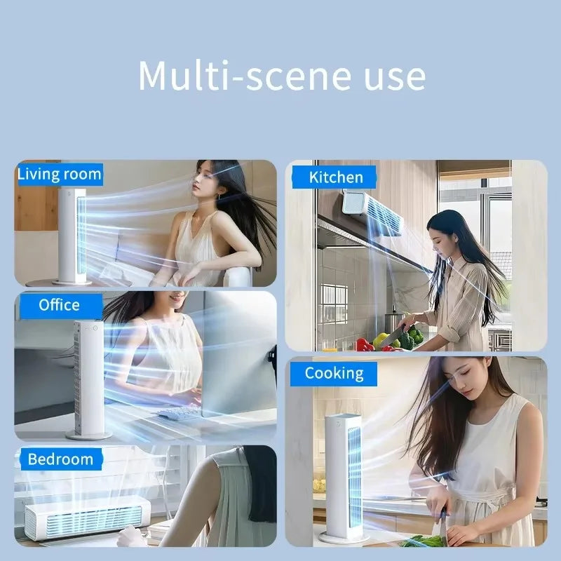 Eary Wall-mounted Fan with Remote Control Summer Strong Fan Bladeless Tower Airflow Cooling Air Conditioner Fan for Desk Kitchen