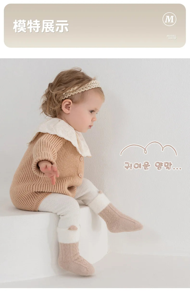 Autumn Winter Baby Socks Fleece Thickened Newborn Children Socks Warm Mid-Tube Kids Socks For Boys And Girls Baby Clothing Gifts