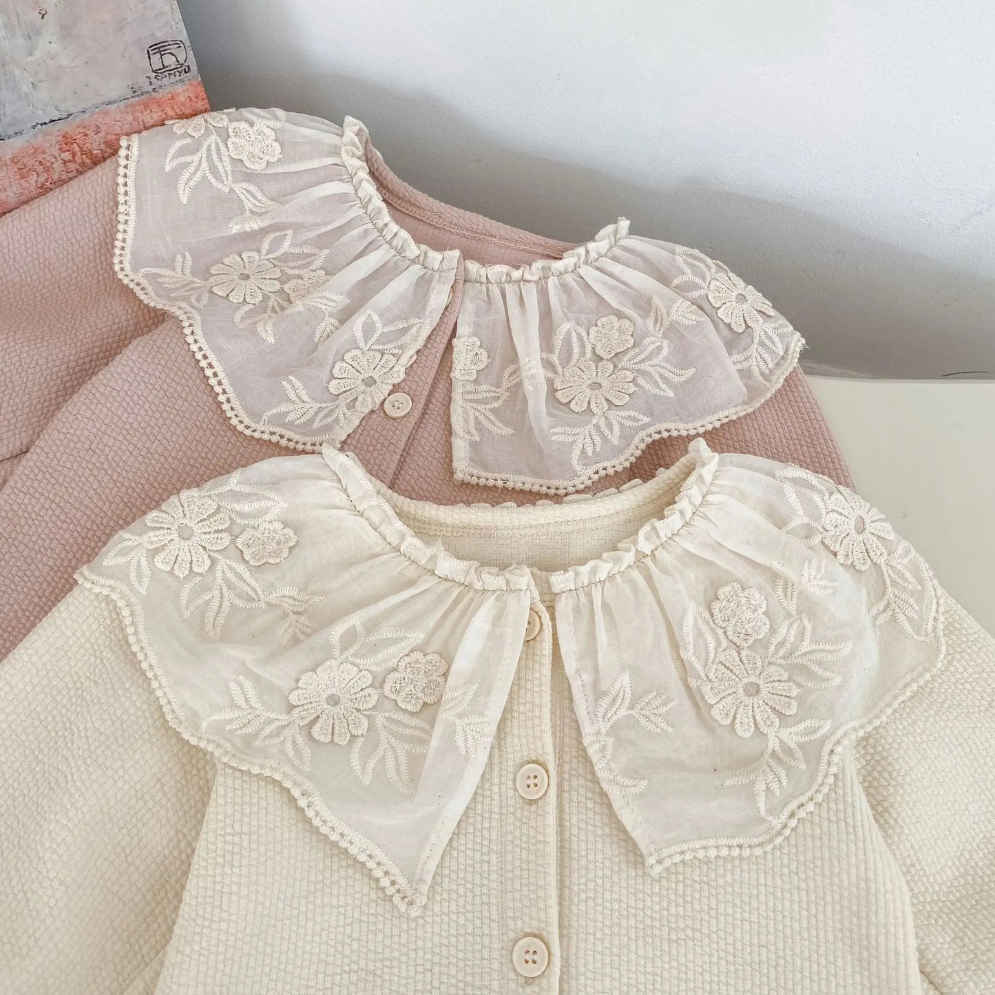 Baby Clothing Set 2025 Autumn Spring New Girls' Long Sleeve Suit Cotton Lace Collar Cardigan +Pant Two-piece Suit