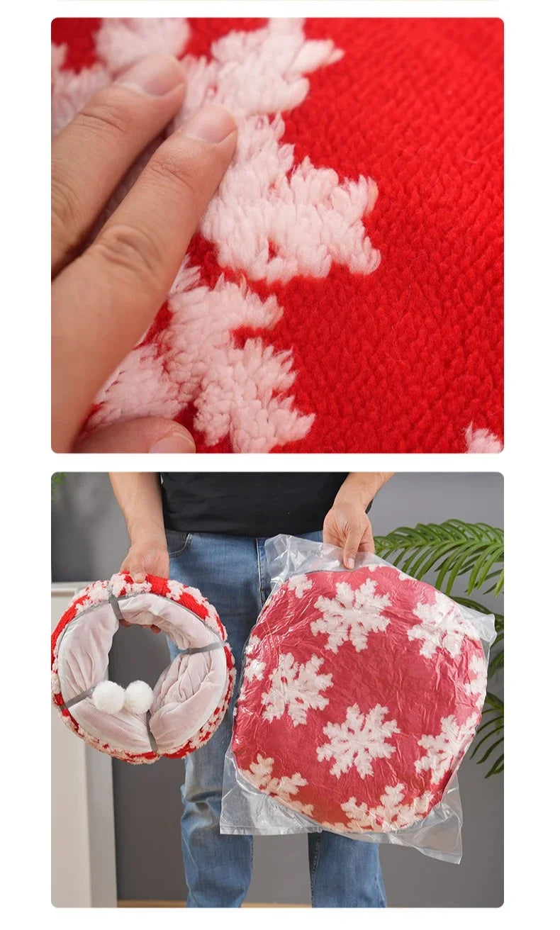Round Donut Cat Beds Christmas House Soft Plush Pet Mat for Puppy Cushion for Cats To Hide 2 in 1 Tunnel Cats Sleeping Sofa Noel
