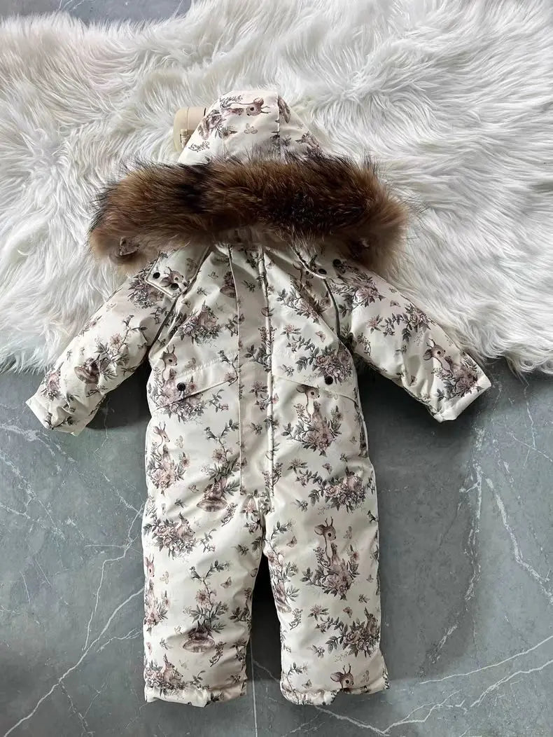 Autumn Winter Children Baby Girls Cotton Floral Jumpsuits Single-Breasted Cute Floral Chic Baby Overalls Kids One-Piece Pants