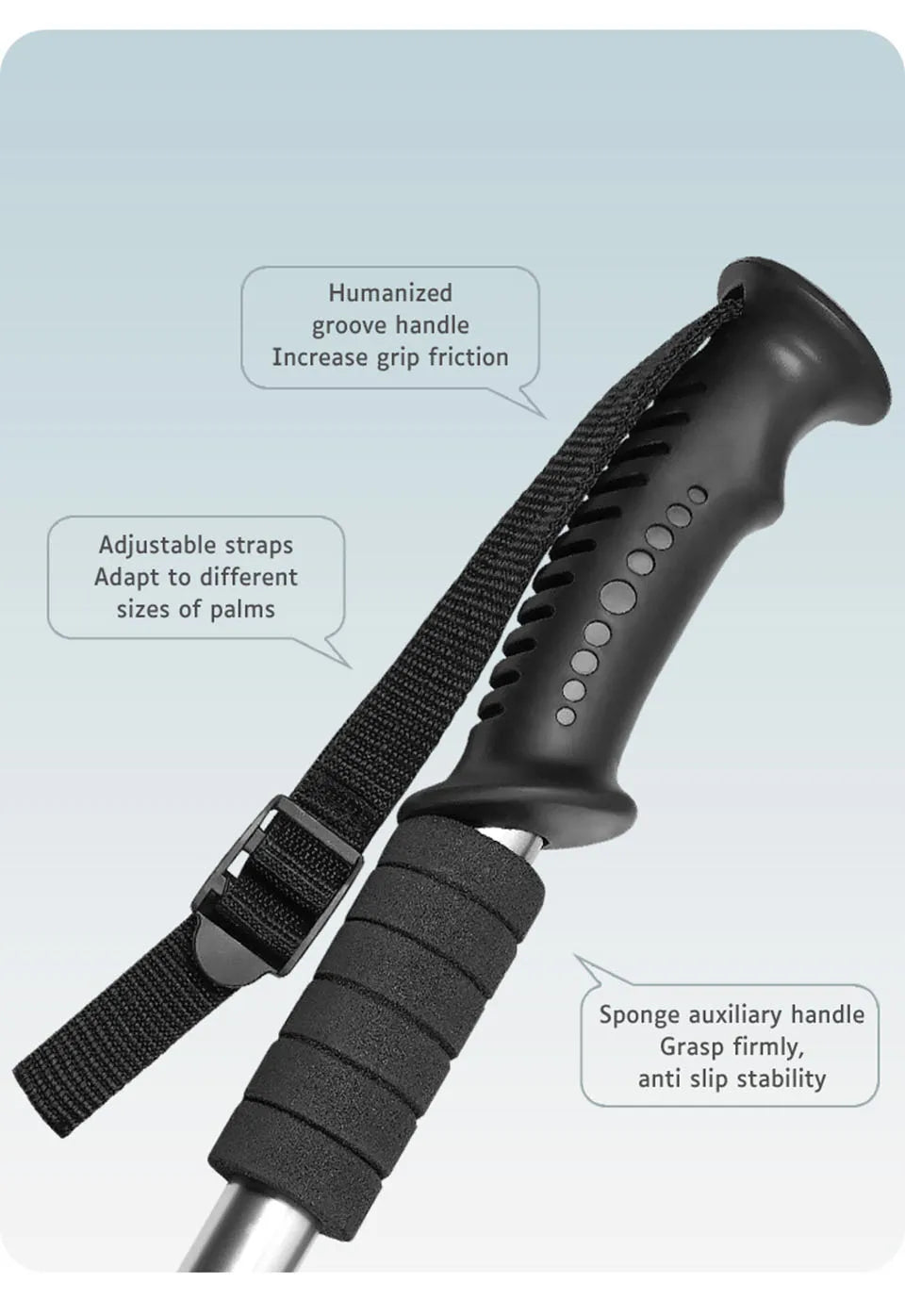 AOLIKES Aluminium Alloy Teleskopic Stick Hiking Poles Bastão De Trekking Walking Stick Ultralight Absorber Walking Cane