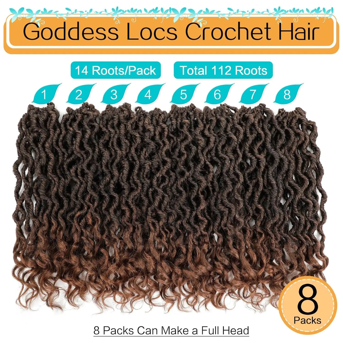 12-24inch Goddess Locs Crochet Hair Goddess Faux Locs Synthetic Crochet Hair For Women Pre Looped Faux Locs With Curly Ends