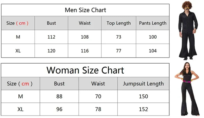 Halloween 70's Disco Couple CostumeCosplay Costumes Vintage 80's Hippies Costume Men Women Music Festival Party Outfits