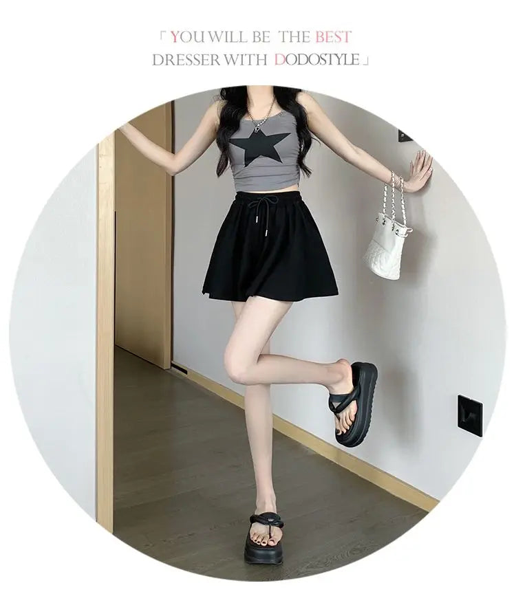 2026 High Waist Wide Leg Sports Shorts Women's Summer New Loose Fit A-Line Shorts Casual Versatile Comfortable Short Pants