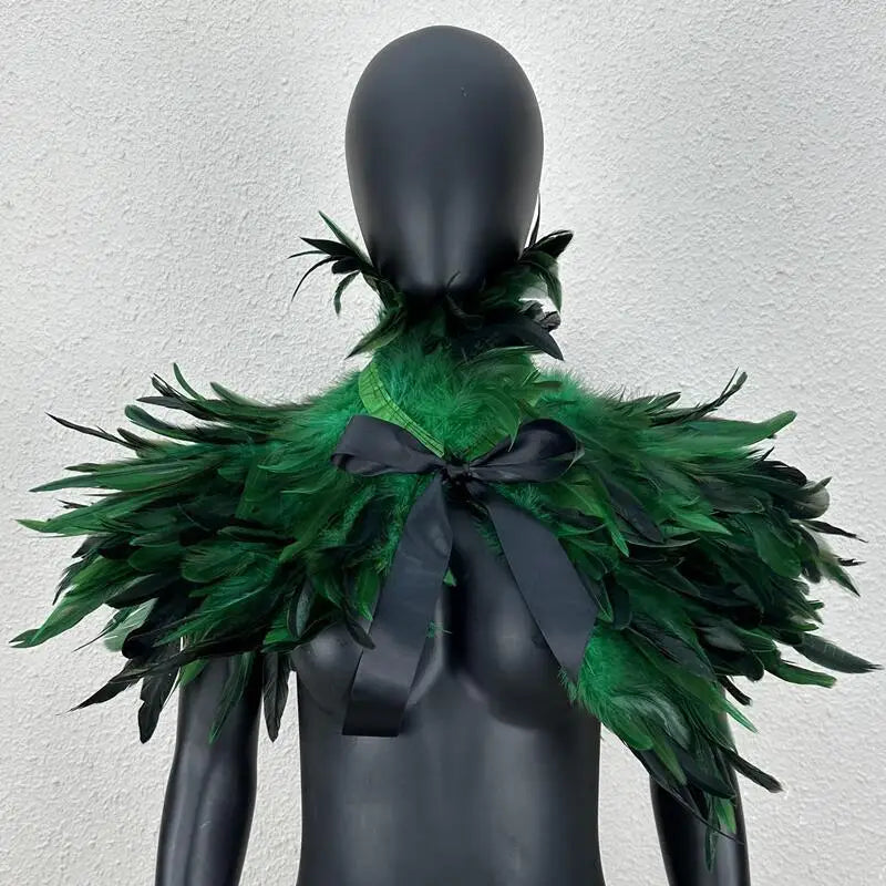 Halloween Makeup Ball Feather Party Costume Cloak Fake Collar Role Play