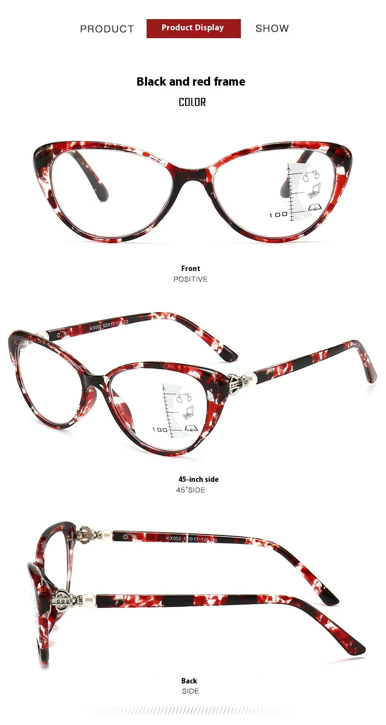Progressive Multi Focus Anti Blue Light Reading Glasses, Fashionable Dual-purpose Reading Glasses for Both Near and Far Use