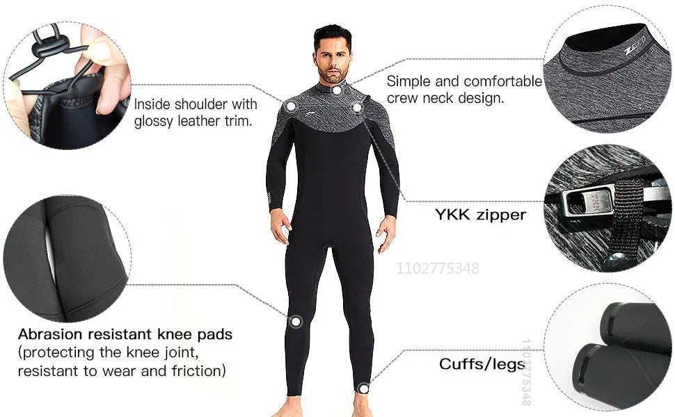3mm/2mm Neopreno Men Women Wetsuit One-Piece Swimsuits Snorkeling Kayaking Wet Suit Surfing Scuba Diving Suit Fishing Kitesurf