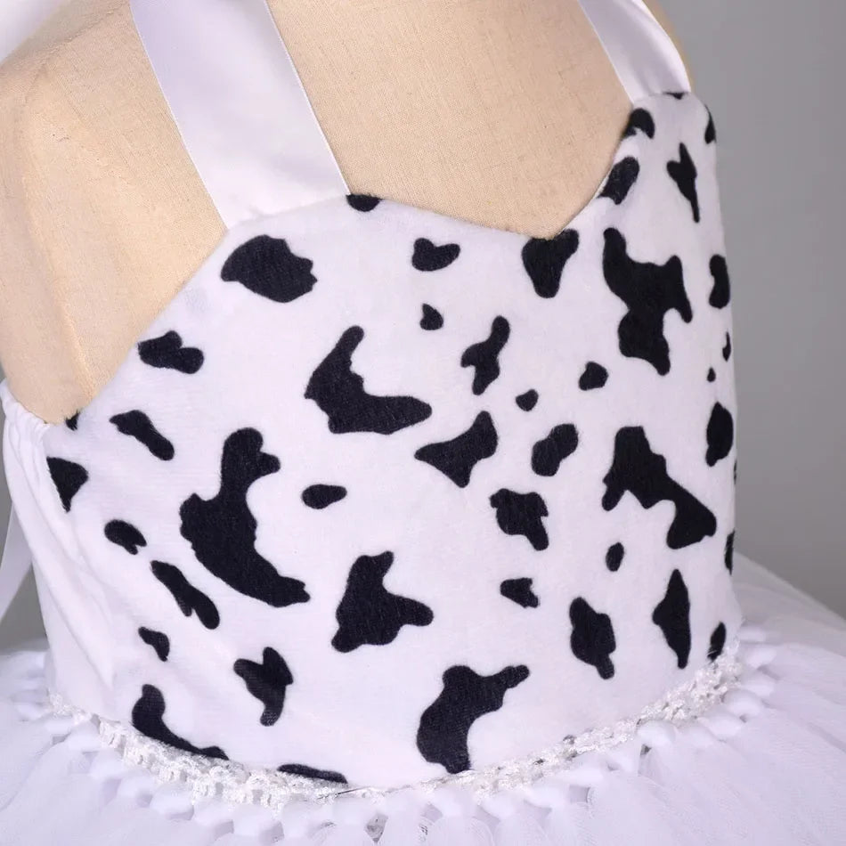 Halloween Animal Cosplay Costume for Children Forest Theme Cows Tiger Giraffe Leopard Zebra Tutu Dresses Performance Dance Sets
