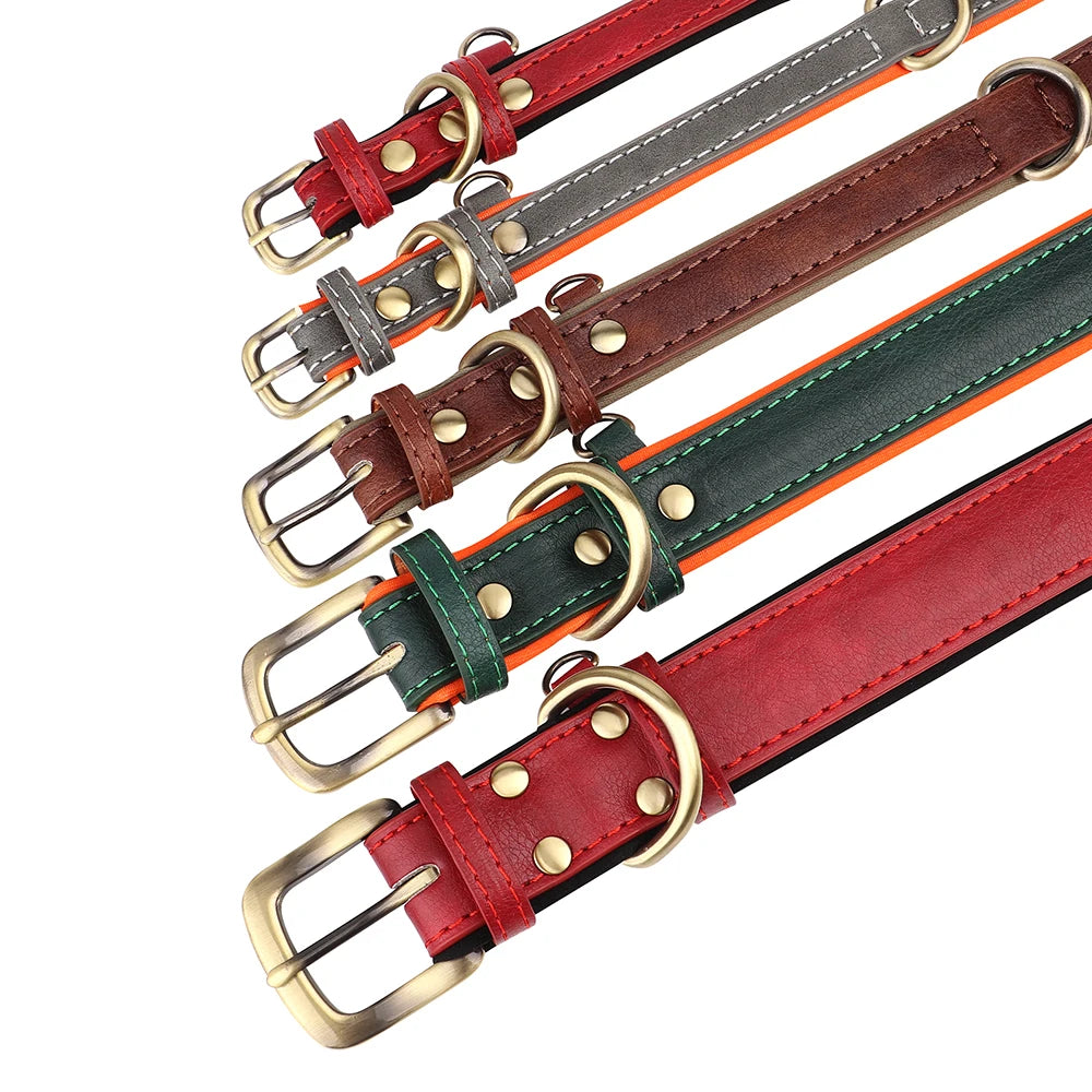 Personalized Dog Collar PU Leather Dog ID Collars Free Engraved Nameplate Adjustable For Small Medium Large Dogs Pitbull