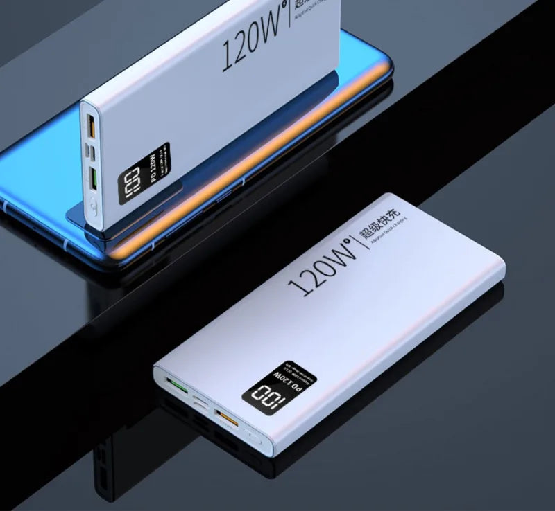 30000mAh PD18W 120W Power Bank Super Fast Charging Large Capacity Portable Battery Charger Digital Display For iPhone Xiaomi
