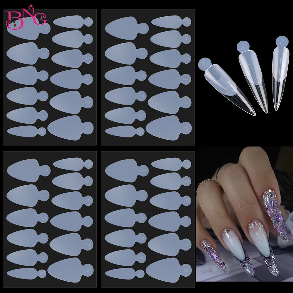 48Pcs French Silicone Pads for Dual Nail Forms False Tips Quick Building French Nails Mold Soft Silicone Pads Manicure Tools