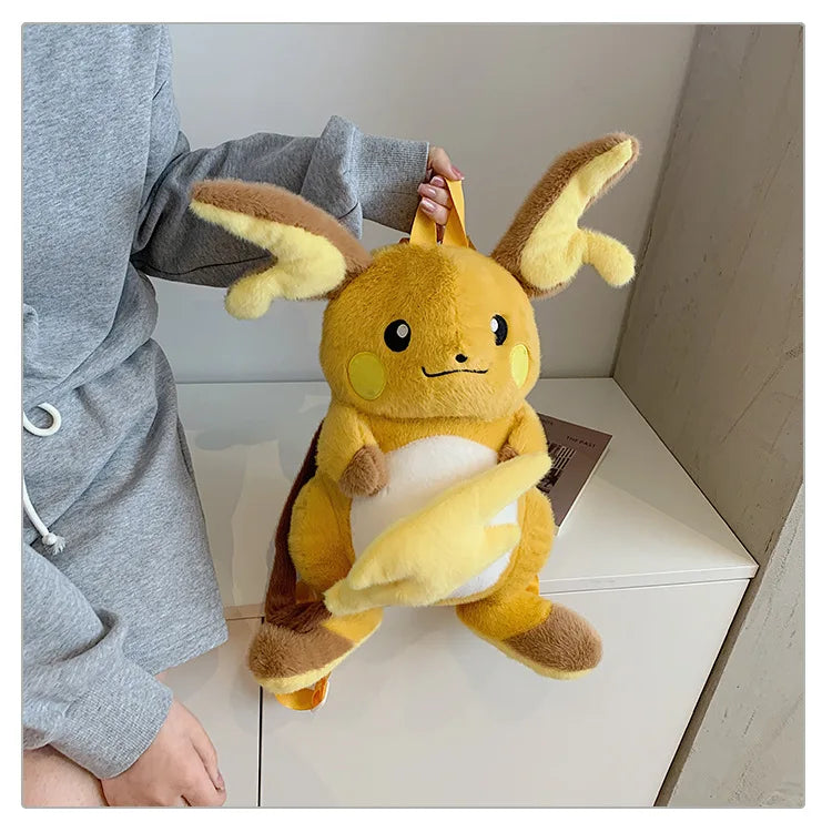 Japanese Style Plush Shoulder Bag Raichu Pikachu Eevee Psyduck Gengar Design Crossbody Backpack for Student Daily Outfit Gift