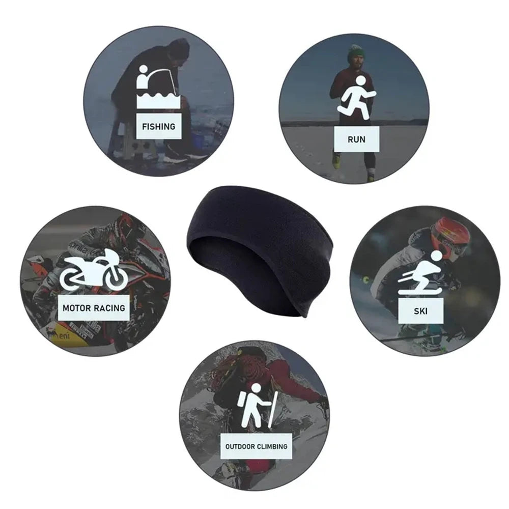 Winter Warmer Headband Breathable Windproof Sweatband Fleece Ear Cover Warmer Outdoor Sports Cycling Running Elastic Headwear
