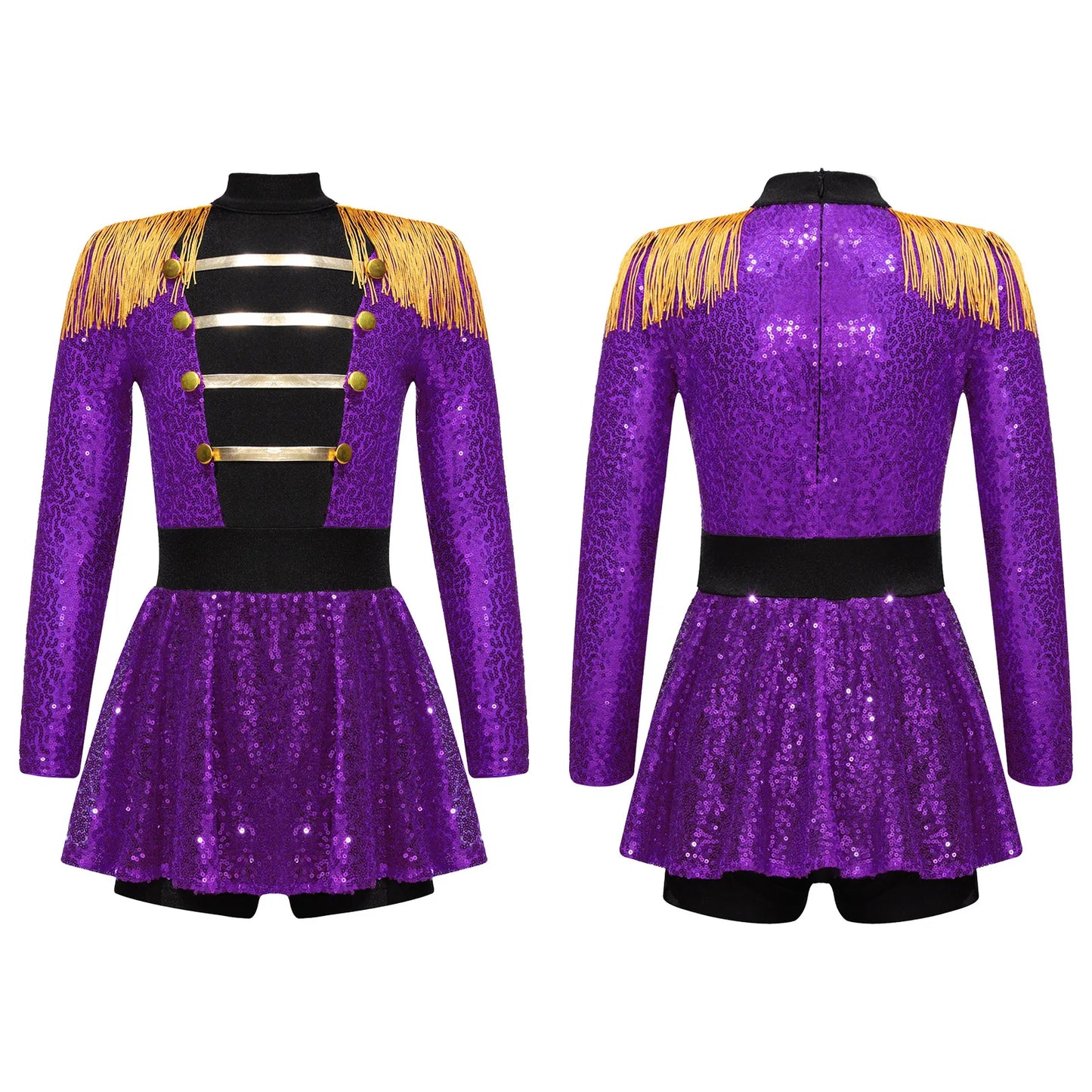 Halloween Costume Romper Circus Ringmaster Cosplay Carnival Party Shiny Sequins Leotard Dress Drum Majorette Magician Dress Up