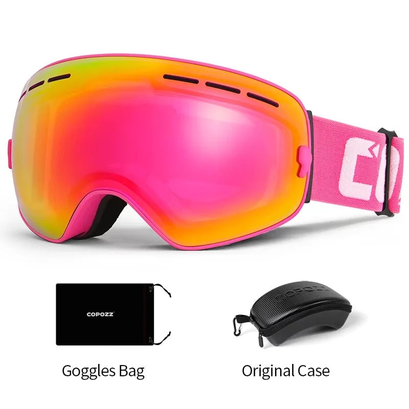 COPOZZ Brand Ski Goggles Men Women Snowboard Goggles Glasses For Skiing UV400 Protection Skiing Snow Glasses Anti-Fog Ski Mask