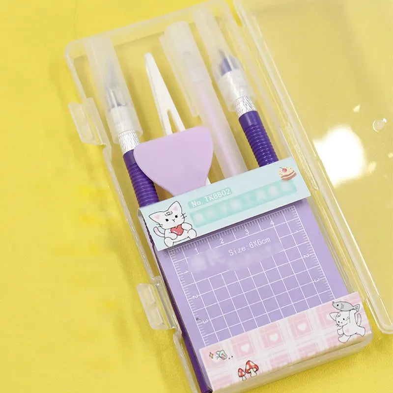 DIY Art Craft Tool Set with Cutting Mat & Sculpting Tools, Multi-Functional Creative Kit with Clear Storage Box for Handmade Pro