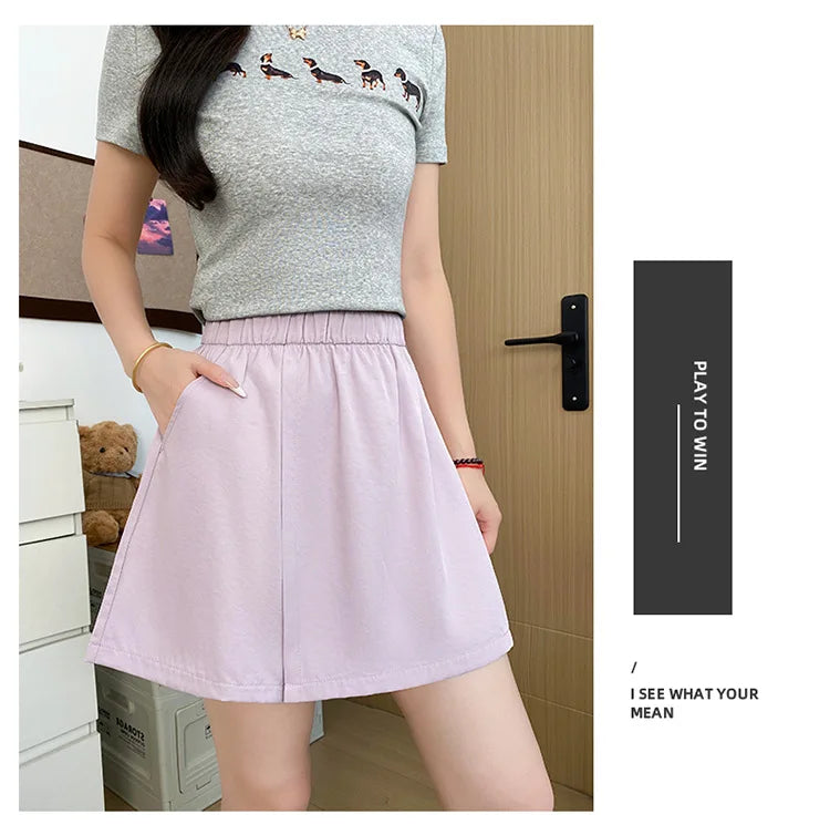 Women's Cargo Skirt Pants 2026 Summer High Waist Loose Fit 5-Pocket Casual Shorts Ice Silk Culottes Streetwear