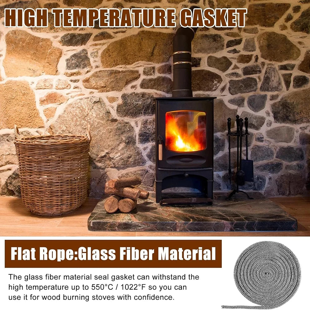 1set 6mm~25mm Fireplace Sealing Rope Wood Stove Door Gasket Rope Seal Replacement Black Gasket Tape Kit For Fireplace Oven