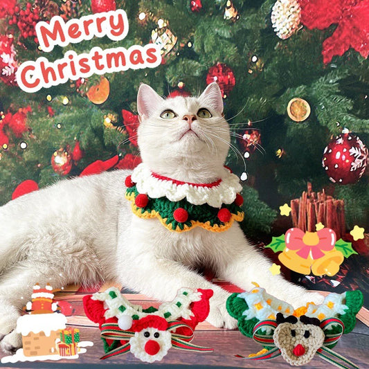 Cat Christmas Clothing Dog Cat Collar Christmas Cute Sweet Pet Scarf Bow Cat Dog Christmas Clothing Cat Accessories