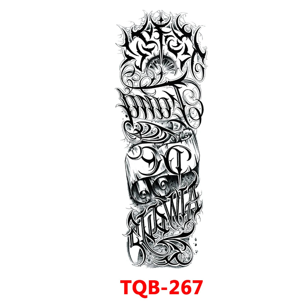 Full-arm Tattoo Stickers With The Crown Of The Virgin Of Jesus And Lion Waterproof Tattoo Stickers