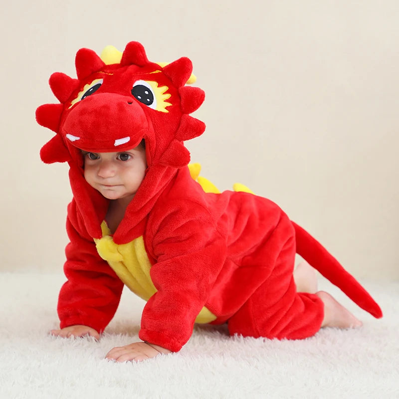Baby Kigurumi Penguin Lion Cat Animal Cosplay Costume Winter Plush Jumpsuit for Toddler Boys 1 to 2 3 4 Years Baby Girl Outfits
