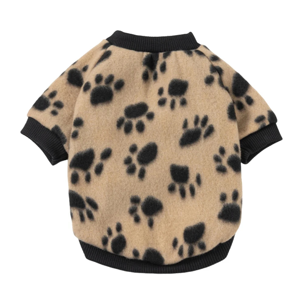 Warm Fleece Pet Pullover Sweater for Cats And Small Dogs Autumn Winter Cat Puppy Clothes Cute Printed Kitten Costume Outfits