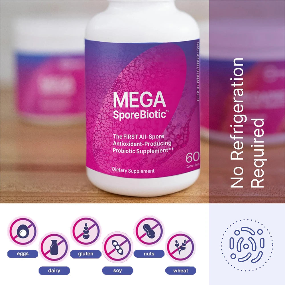MegaSporeBiotic Probiotics Capsule for Digestive & Gut Health - Mens & Womens Probiotic Nutritional Supplements with Spore-Based