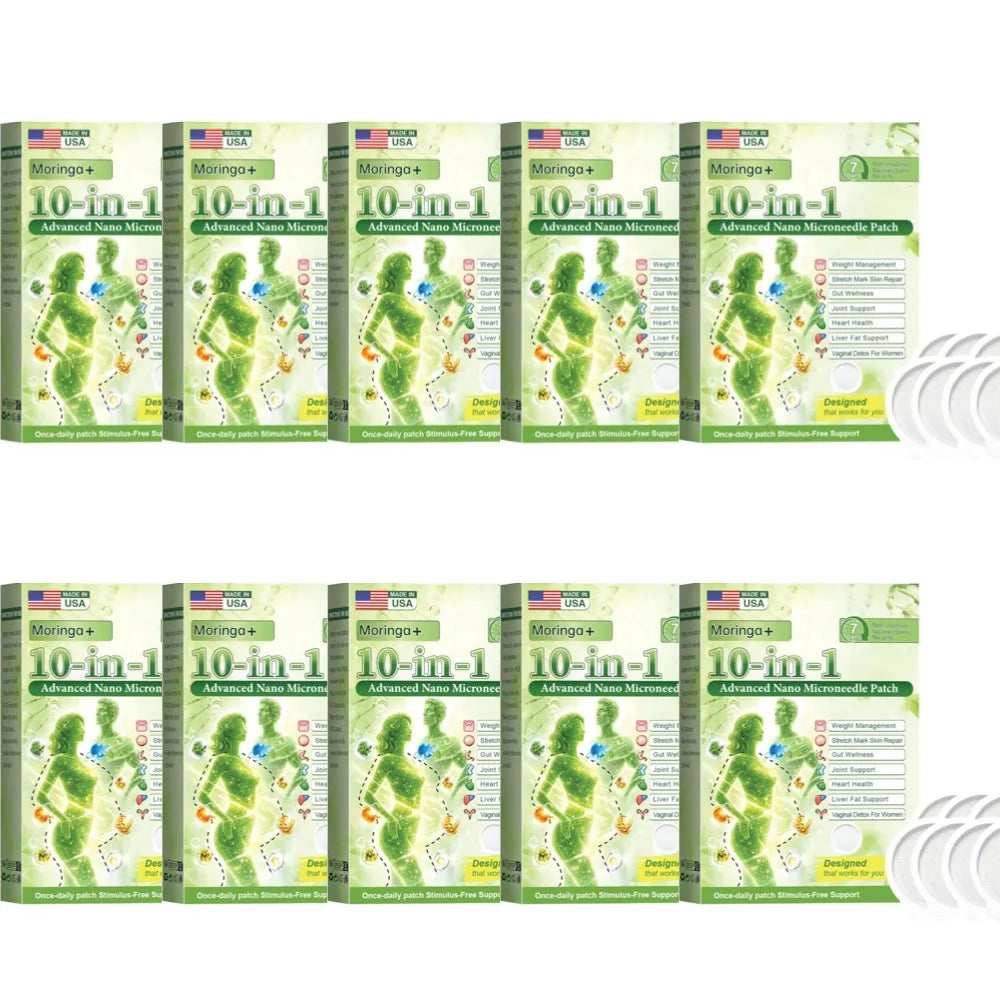 1-10X Advanced Moringa Berberine X Nad Patches - Comprehensive 10-In-1 Wellness Support Promote Internal Balance for Women Men