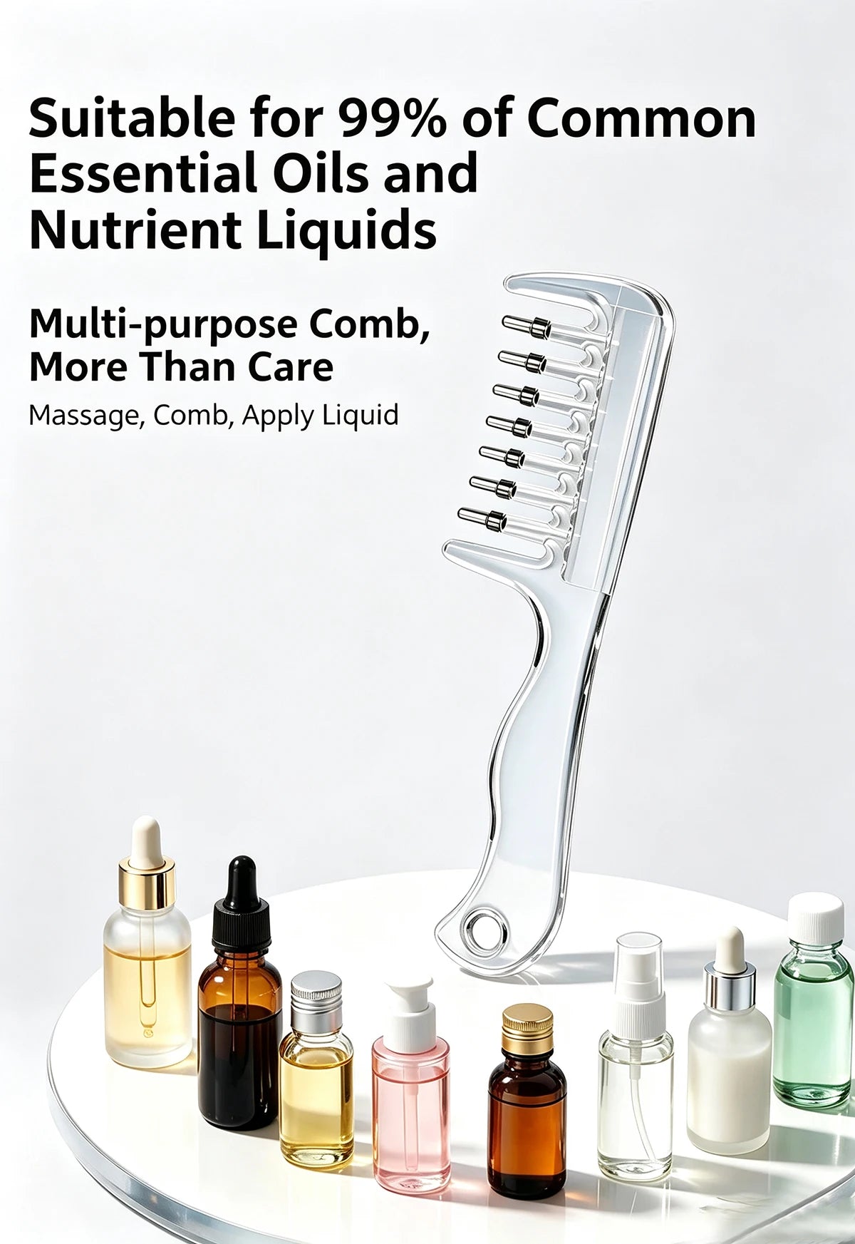 Scalp Liquid Applicator Comb, Refillable Hair Serum Oil Dispensing Comb, Roller Ball Massage Comb For Hair Root Treatment