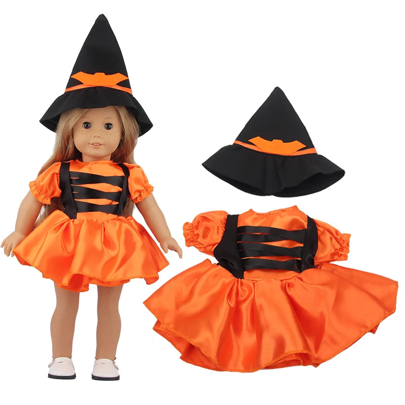 Halloween Doll Clothes Festival Pumpkin, Skeleton Costumes For 18 Inch American&43cm Baby New Born,OG,Life Girl Doll Accessories
