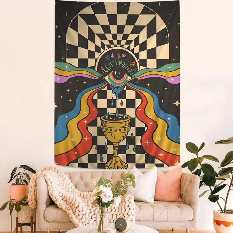 Retro Bohemian Psychedelic 70s DIY Wall Tapestry Science Fiction Art Home Decor for Room