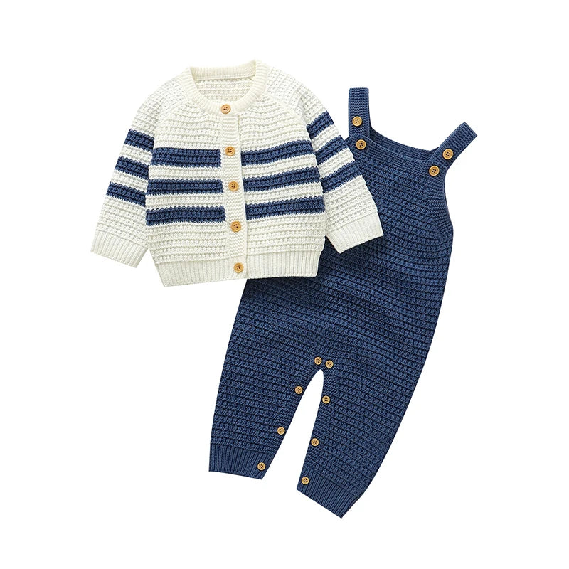 Winter Baby Clothes Sets Autumn Casual Long Sleeve Knit Newborn Infant Sweaters Jacket+Romper Outfits 2pcs Toddler Costume 0-18m